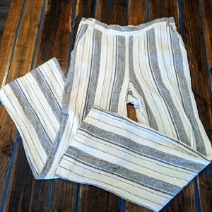 Linen Wide leg pants White/black stripes